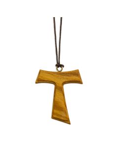 1 3/4" Franciscan Tau Wood Cross on a Cord