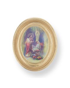 3 1/2" x 4 1/2" Gold Oval Frame with a First Communion Girl Print
