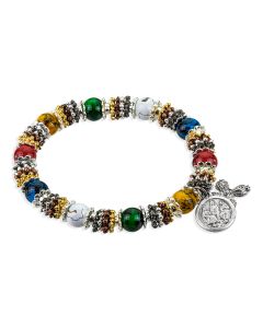Multi Color Blessed Beads Bracelet with Holy Trinity Medal
