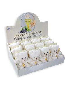 5" Seated Communion Plush Teddy Bear - White 12 Per Display