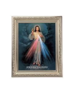 10" x 12" Ornate Silver Frame with a Divine Mercy (Spanish) Print