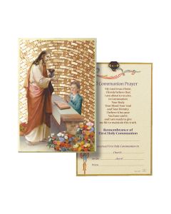 4" x 6" Gold Foil Boy First Communion Mosaic Plaque with a Certificate