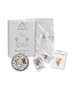 5pc. Girls White Blessed Trinity Missal Communion Set in a Pouch - P65