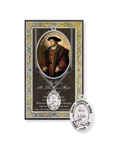 Saint Thomas More Genunine Pewter Medal on 24" Chain with Biography and Picture Folder