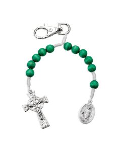 Saint Patrick One Decade Wood Rosary Backpack Clip