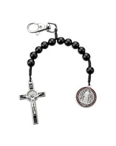 Benedictine One Decade Wood Rosary Backpack Clip