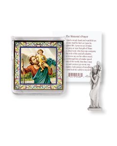 Saint Christopher Pocket Statue with Holy Card in a Clear Pouch  (Sold in Inc. of 3) -P65