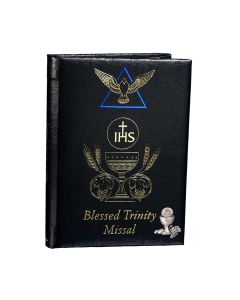 Black Skivertex Blessed Trinity Missal with Silver Finish Chalice Symbol