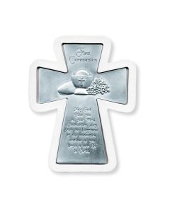 6" First Communion Wood Framed Pewter Cross