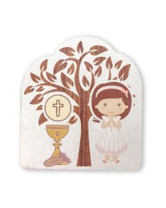 First Communion Girl With Tree Plaque