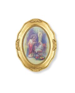 3 1/2" x 4 1/2" Gold Leaf Frame with a First Communion Girl Print