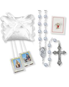 5mm Capped Light Blue imitation  Pearl First Communion Set