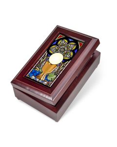 Mahogany Communion Stained Glass Music Box