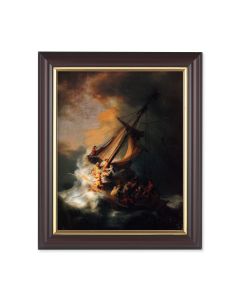 10" x 12" Walnut Frame with Gold Inside Lip and a 8" x 10" Rembrandt - Storm on the Sea of Galilee Print