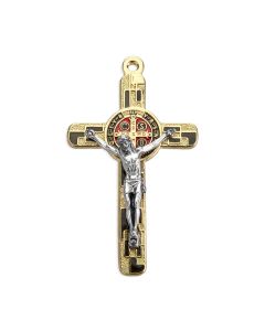 3" Gold with Black Saint Benedict Medal Crucifix