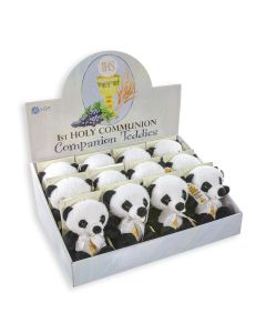 5" Seated Communion Plush Teddy Bear - Panda 12 Per Display
