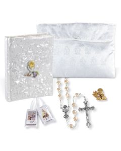 5pc Deluxe White Pearlized Communion Gift Set