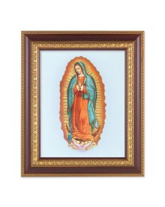 11 1/2" x 13 1/2" Cherry Frame with Gold Trim with an 8" x 10" Our Lady of Guadalupe Print
