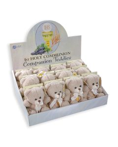 5" Seated Communion Plush Teddy Bear - Brown 12 Per Display