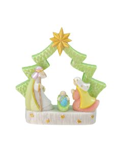 4 3/8" Resin Holy Family Figurines with Christmas Tree