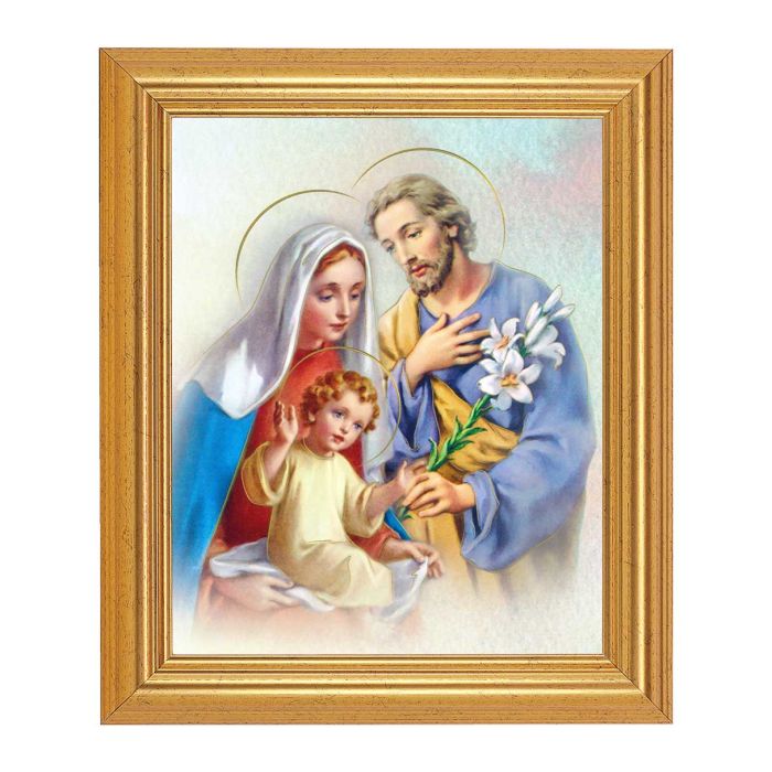 8" x 10" The Holy Family Print With 10" x 12" Gold Leaf Finish Beveled ...