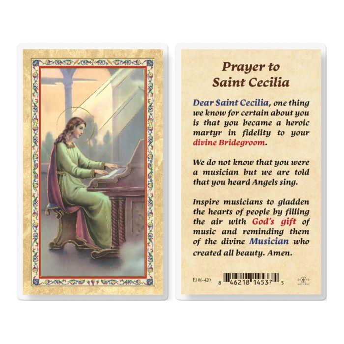 thumbnail image 2 of Prayer To Saint Cecilia Clear Holy Cards - Religious Prayer Cards With World Famous Artwork 2 of 12